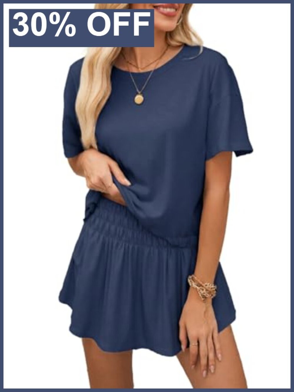 Women's 2 Piece Outfit Short Sleeve Crop Top & High Waist Skort Set